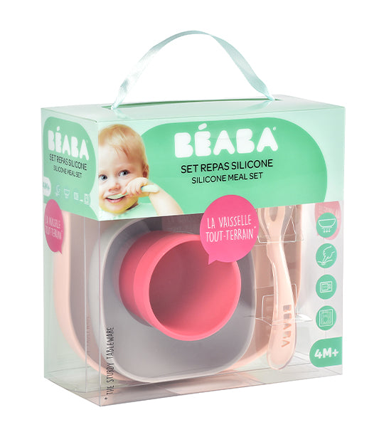 beaba silicone suction meal set – rose