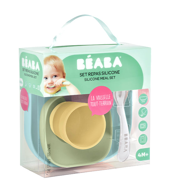 beaba silicone suction meal set – yellow