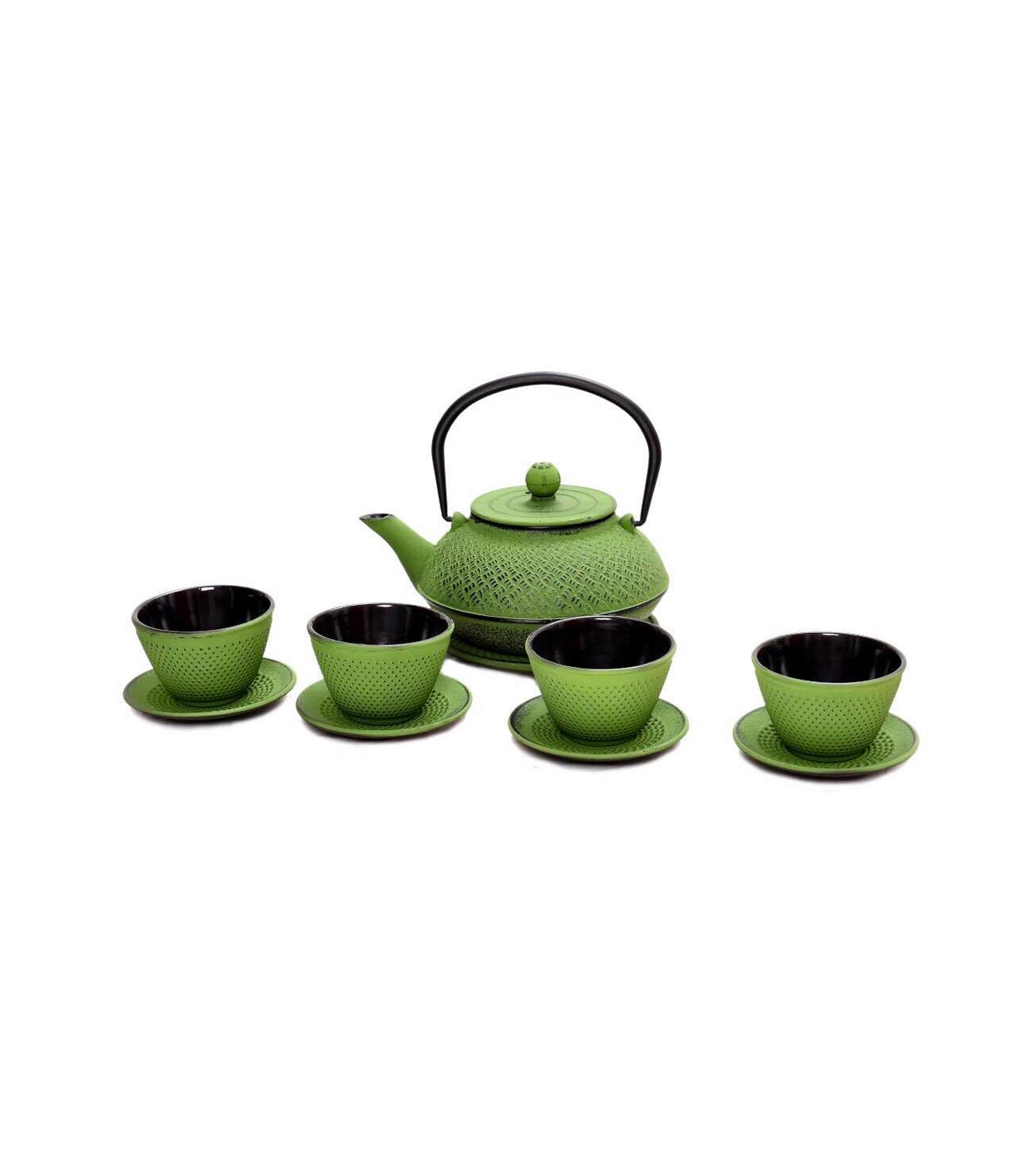 J Tea L Cast Iron Teapot Set - Green