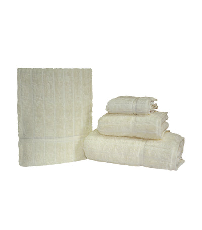 cotton fields solid-color striped towels - ivory