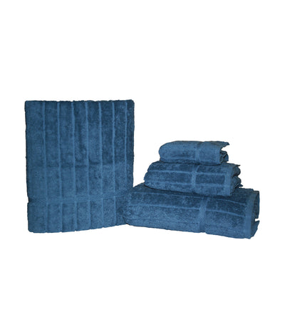 cotton fields solid-color striped towels - bluish gray