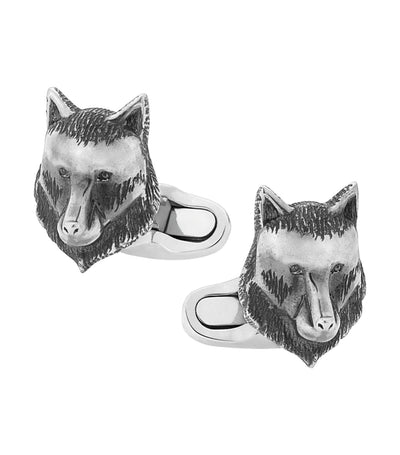 Wolf-Head Design Cufflinks in Sterling Silver