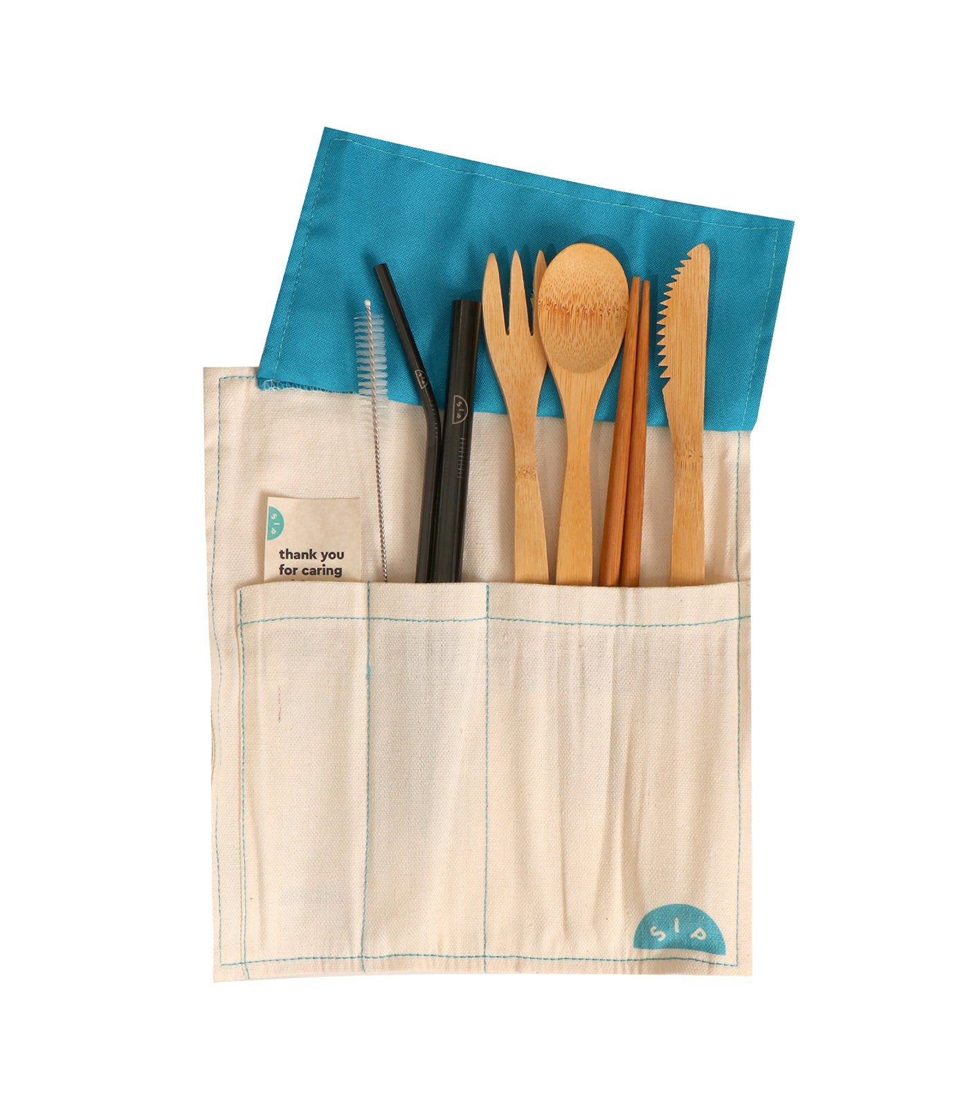 SIP Burrito Bamboo Utensils with Black Straw Set