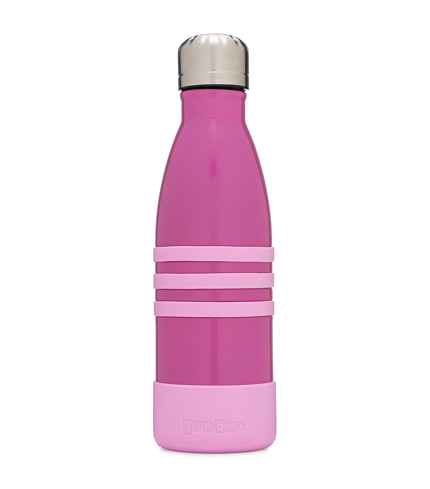 yumbox pacific pink aqua silicon bottle with steel cap
