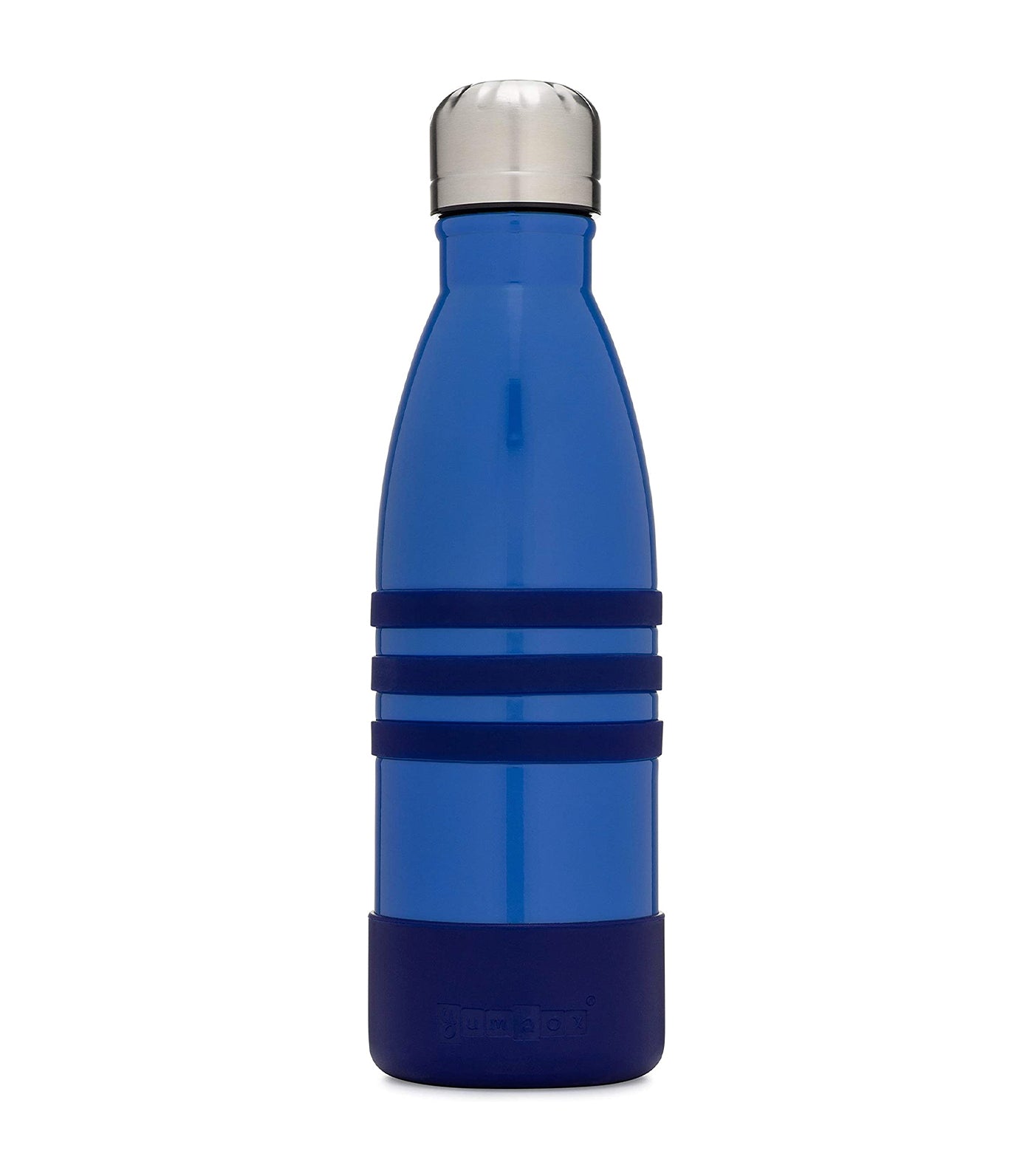 yumbox ocean blue aqua silicon bottle with steel cap 
