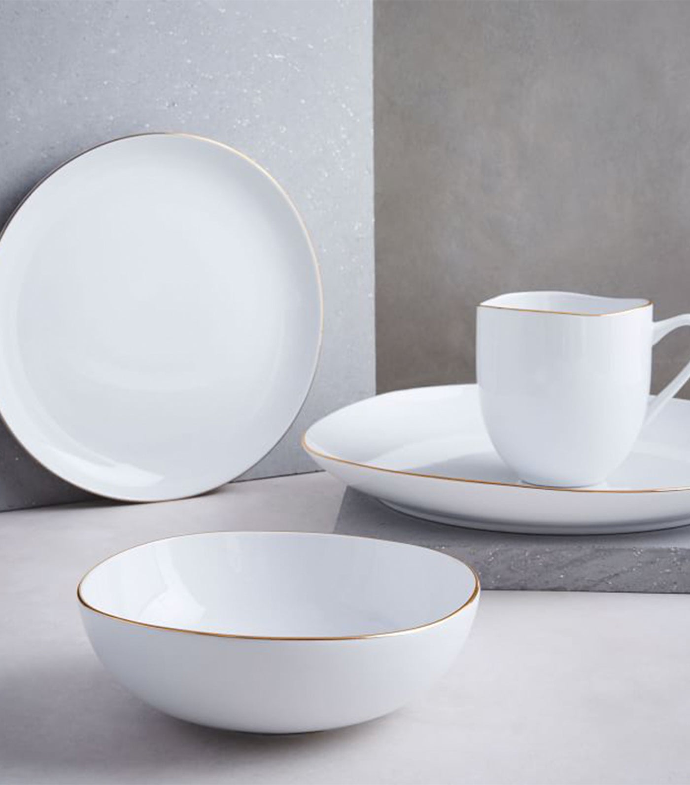West Elm Organic Shaped Gold Rim Dinnerware Collection