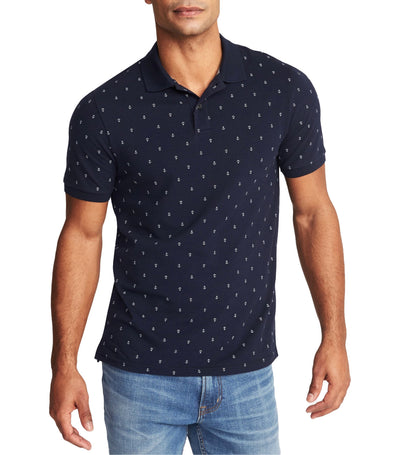 Printed Moisture-Wicking Pro Polo Anchor Navy Blue