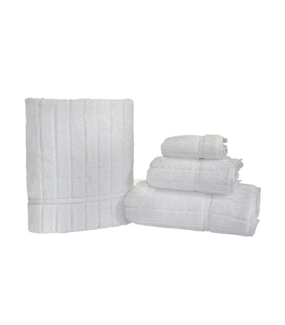 Cotton Fields Solid-Color Striped Towels - White