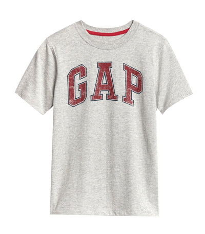 gap kids gray and white marl gap logo t-shirt