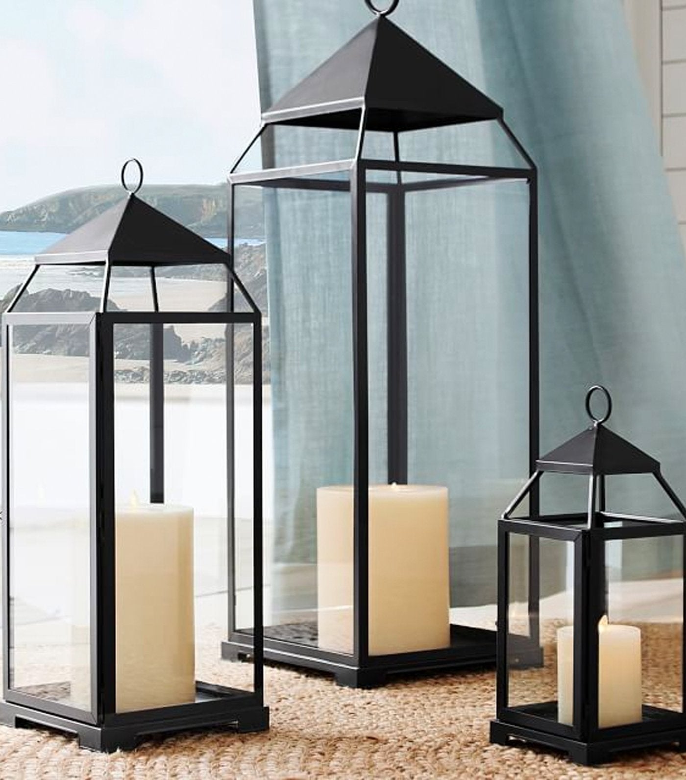 Pottery Barn Malta Glass & Metal Lantern