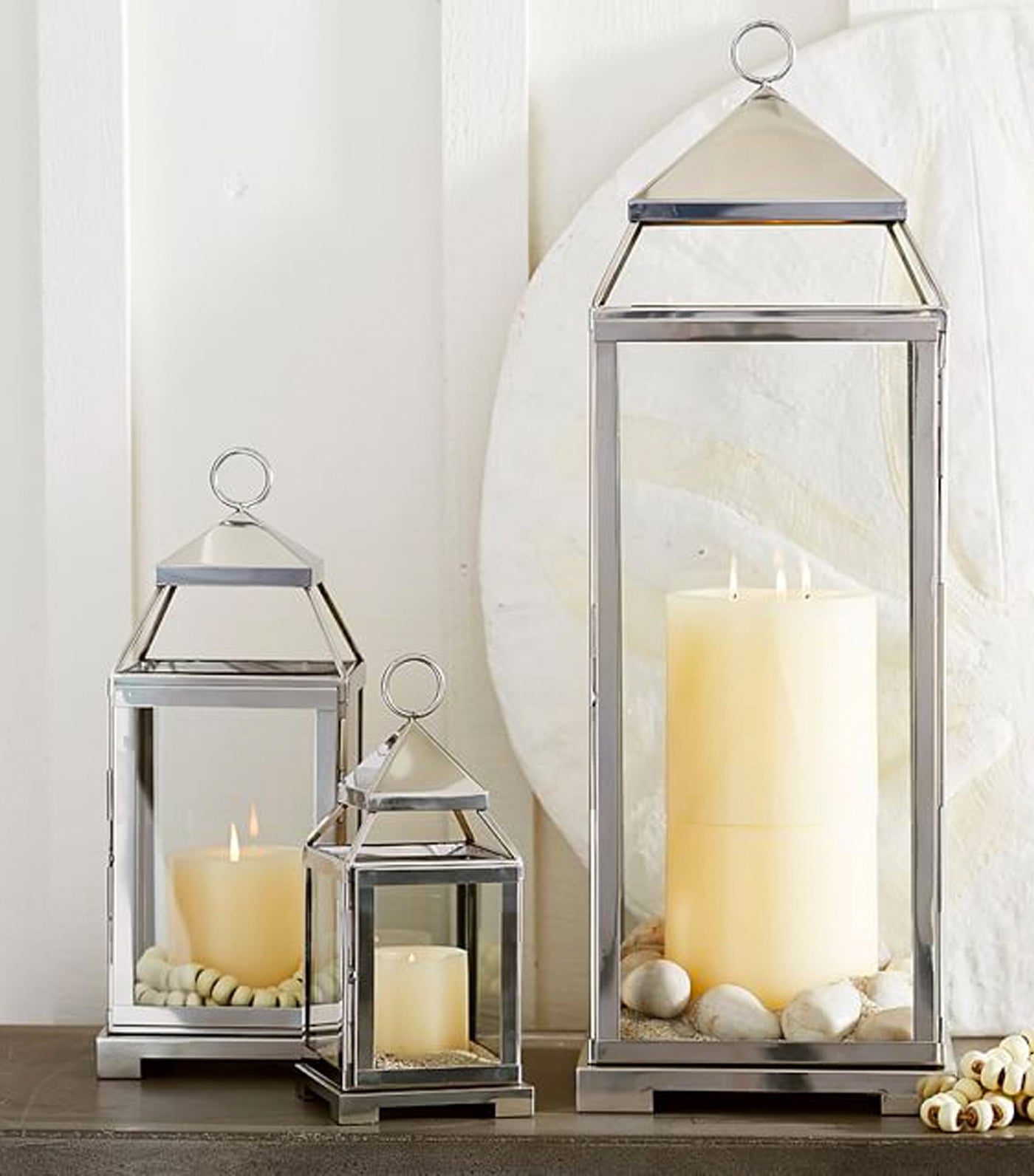 Pottery Barn Malta Glass & Metal Lantern