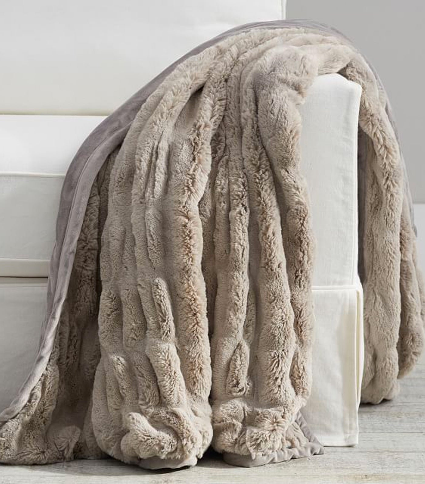Pottery Barn Faux Fur Ruched Throw