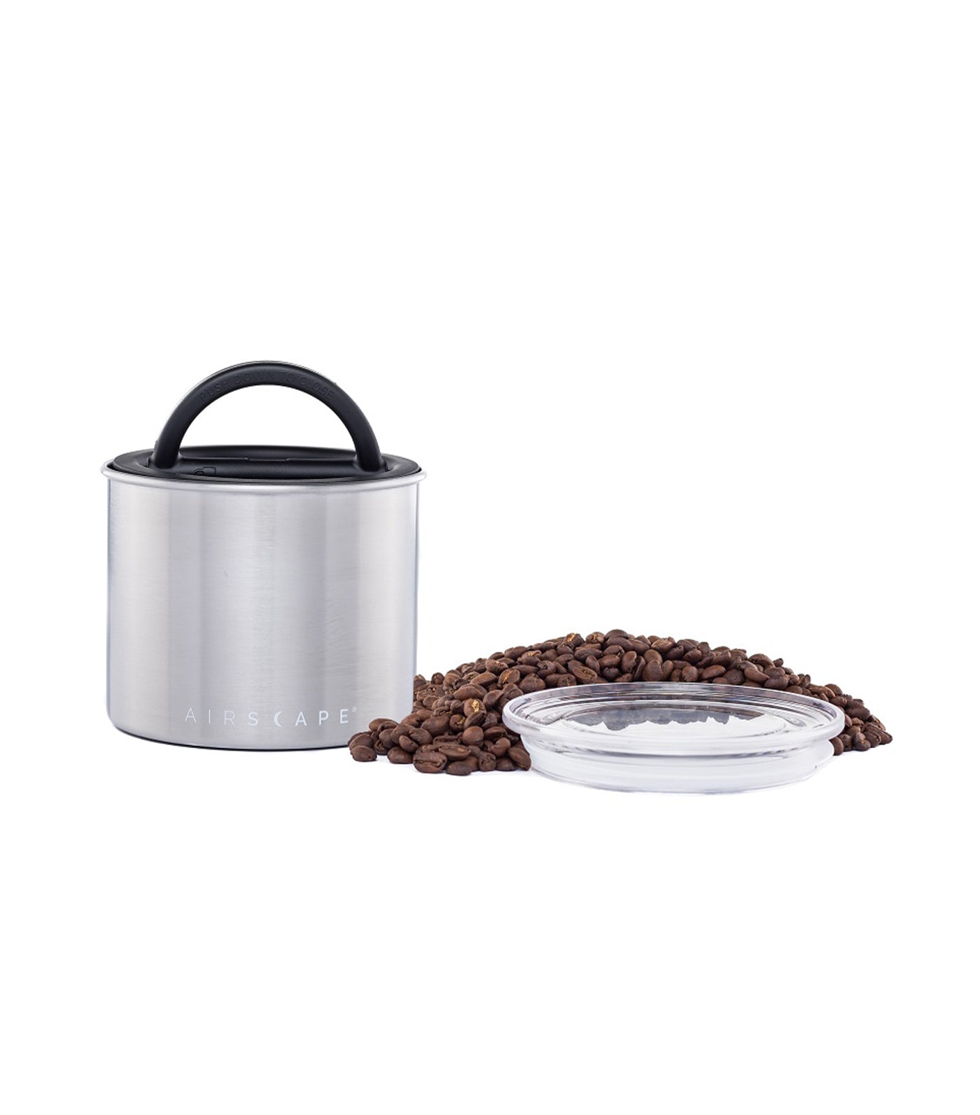 airscape® stainless steel coffee and food storage canister - 4" brushed steel