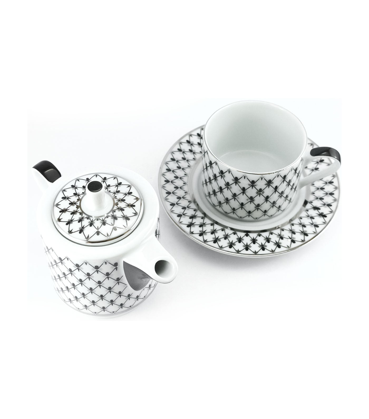 Imperial Porcelain Platinum Net Tea Set