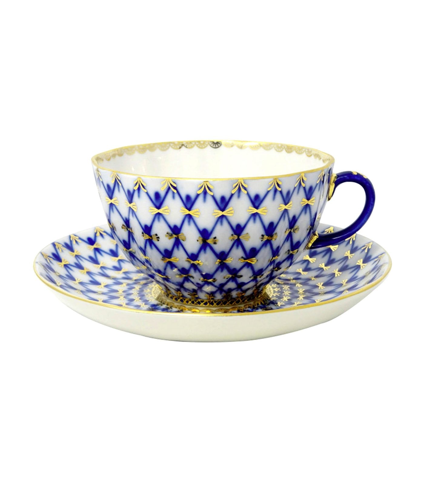 Imperial Porcelain Cobalt Net Tulip Shape Teapot Set