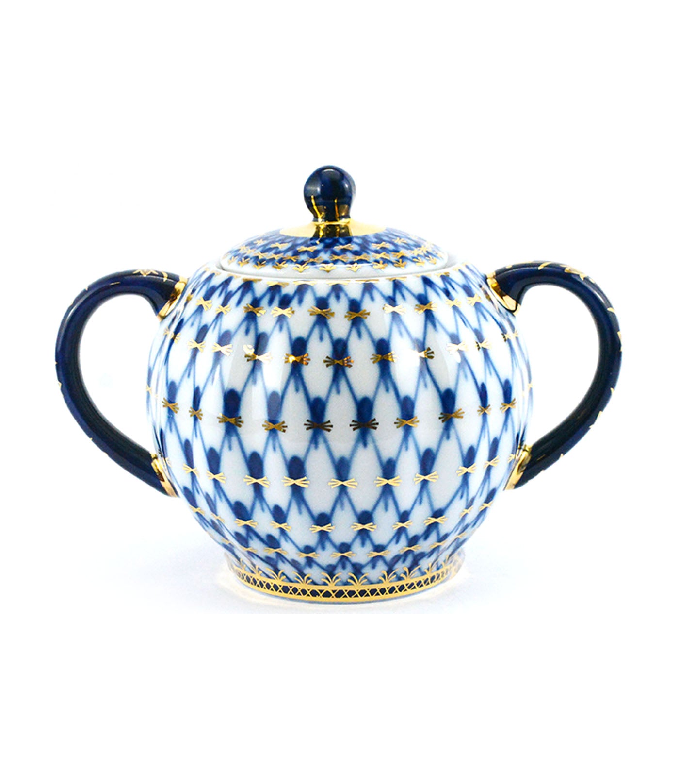 Imperial Porcelain Cobalt Net Tulip Shape Sugar Bowl