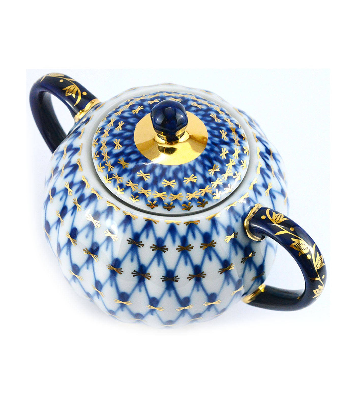 Imperial Porcelain Cobalt Net Tulip Shape Sugar Bowl