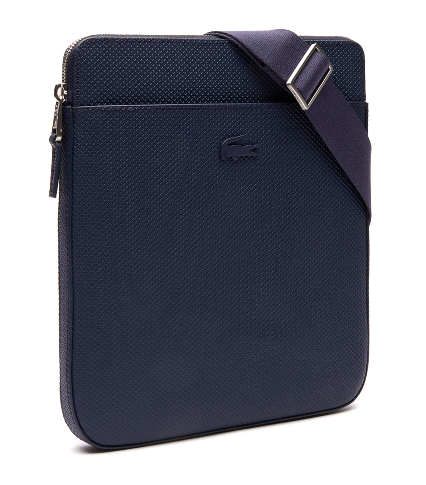 lacoste men's chantaco leather flat crossover bag - marine 166