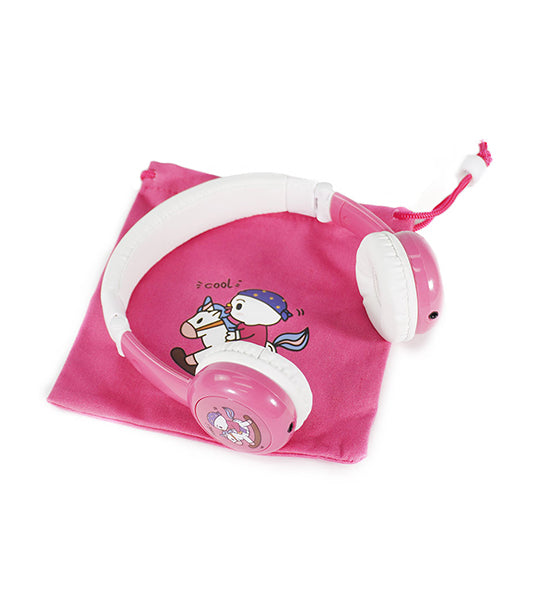 bamini pink happy wired headphones