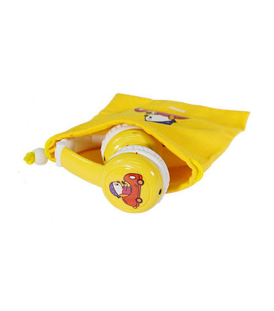 bamini yellow happy wired headphones