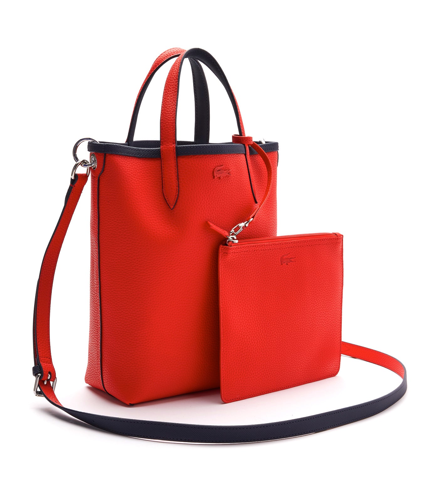 Women's Anna Reversible Coated Canvas Vertical Shopping Bag Marine 166 Rouge