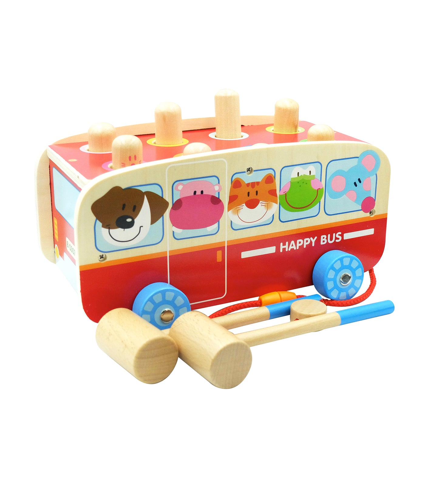 Wooden Animal Pounding Bus