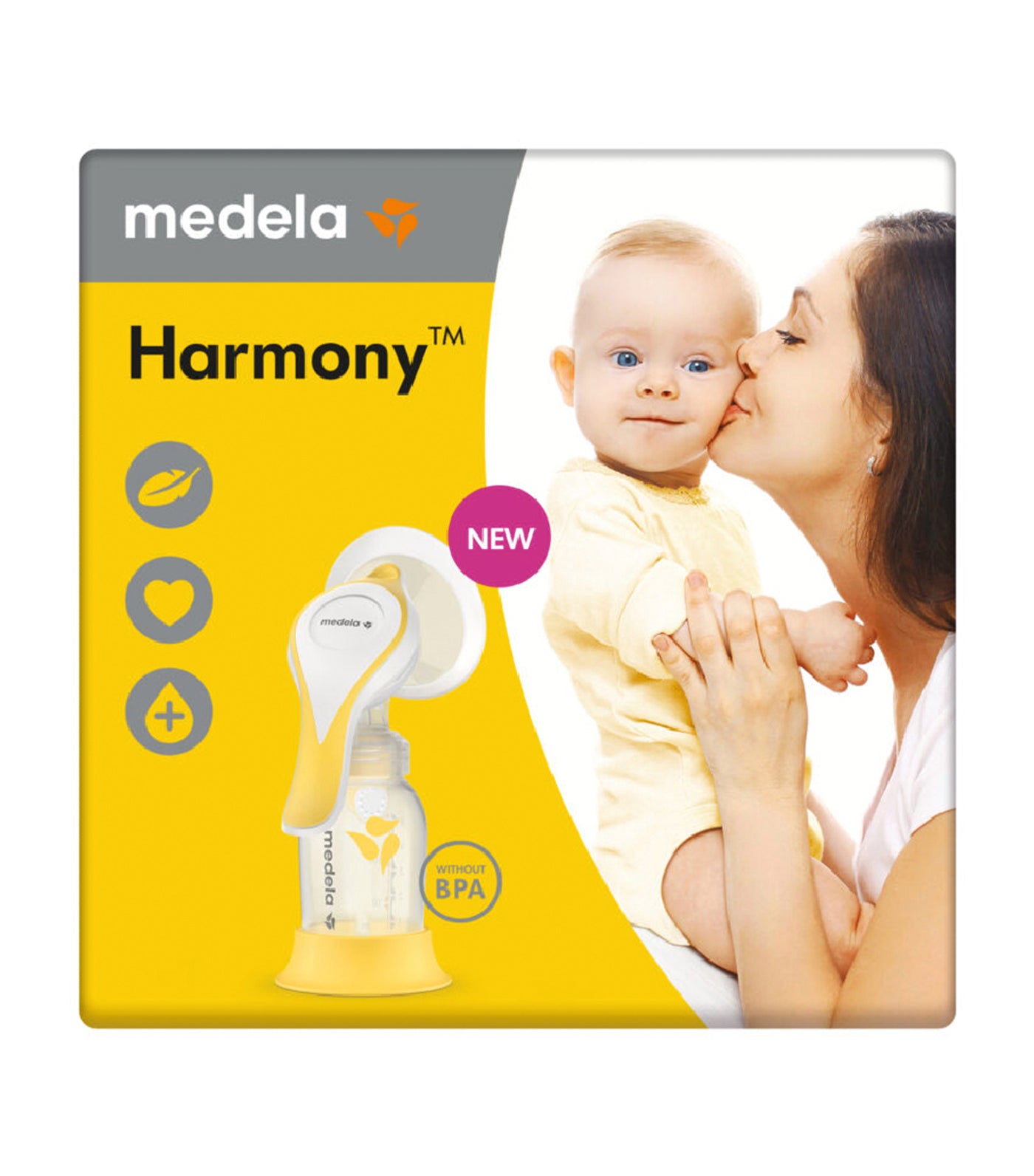 medela yellow harmony breast pump with personal fit flex
