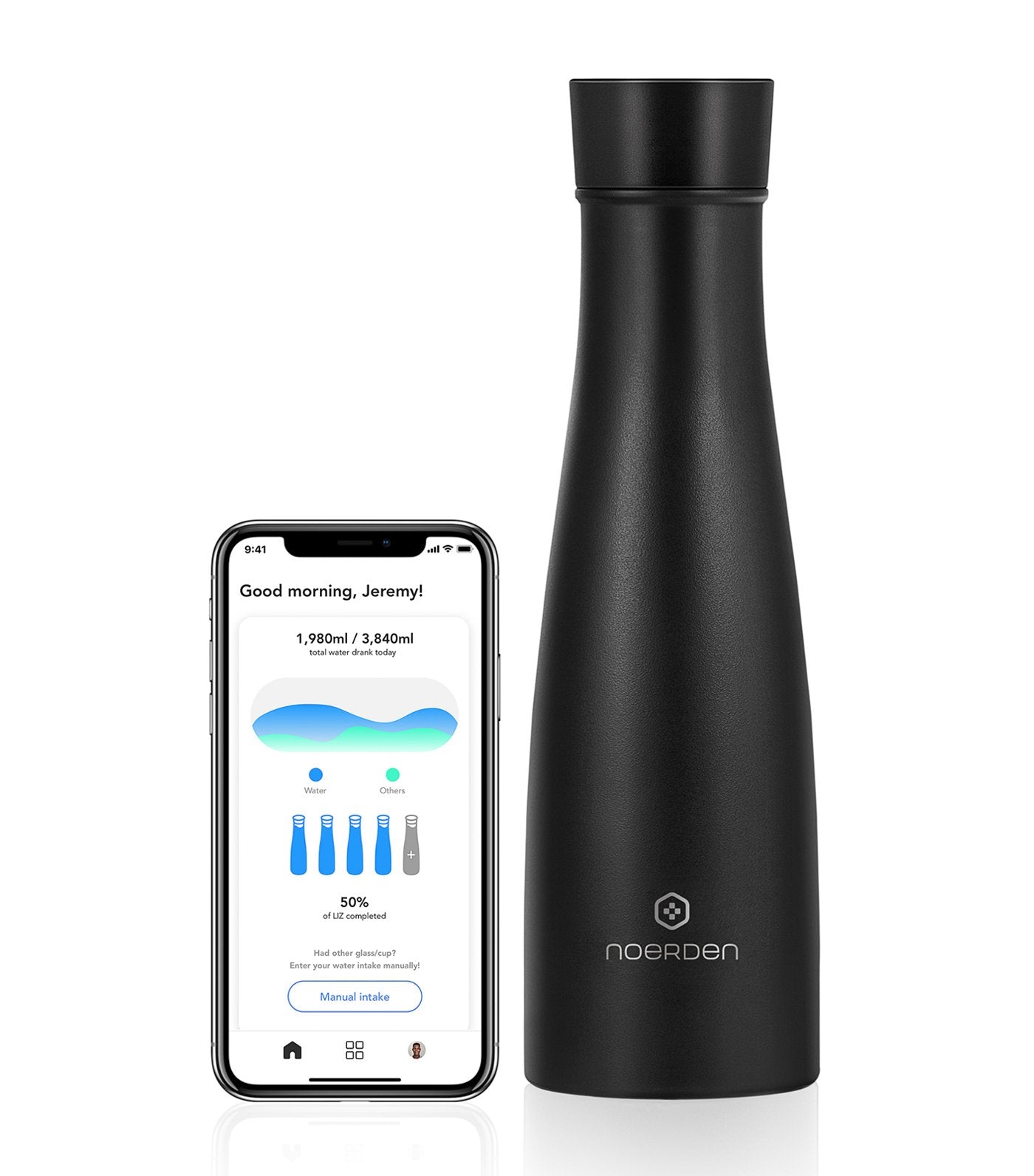 Noerden LIZ Smart Bottle, Black - 480ml