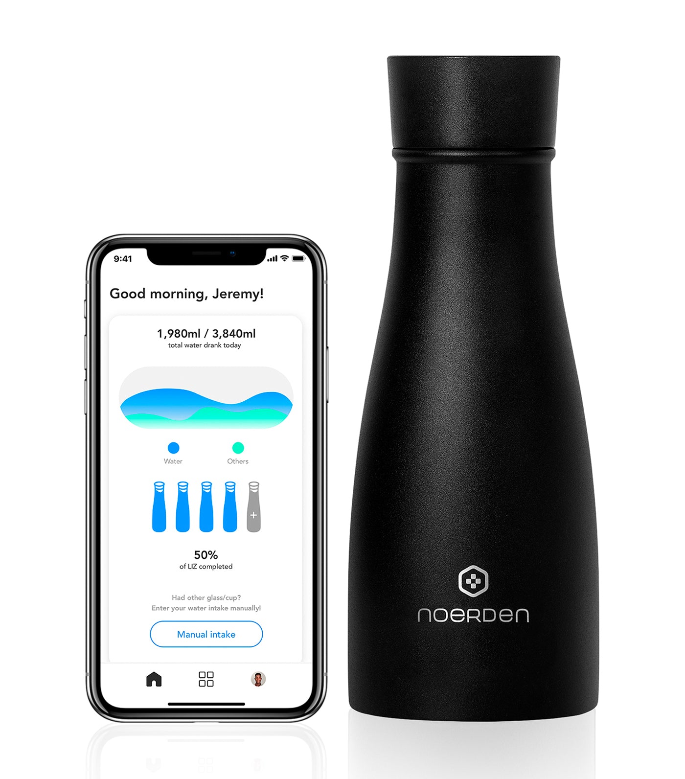 Noerden LIZ Smart Bottle, Black - 350ml