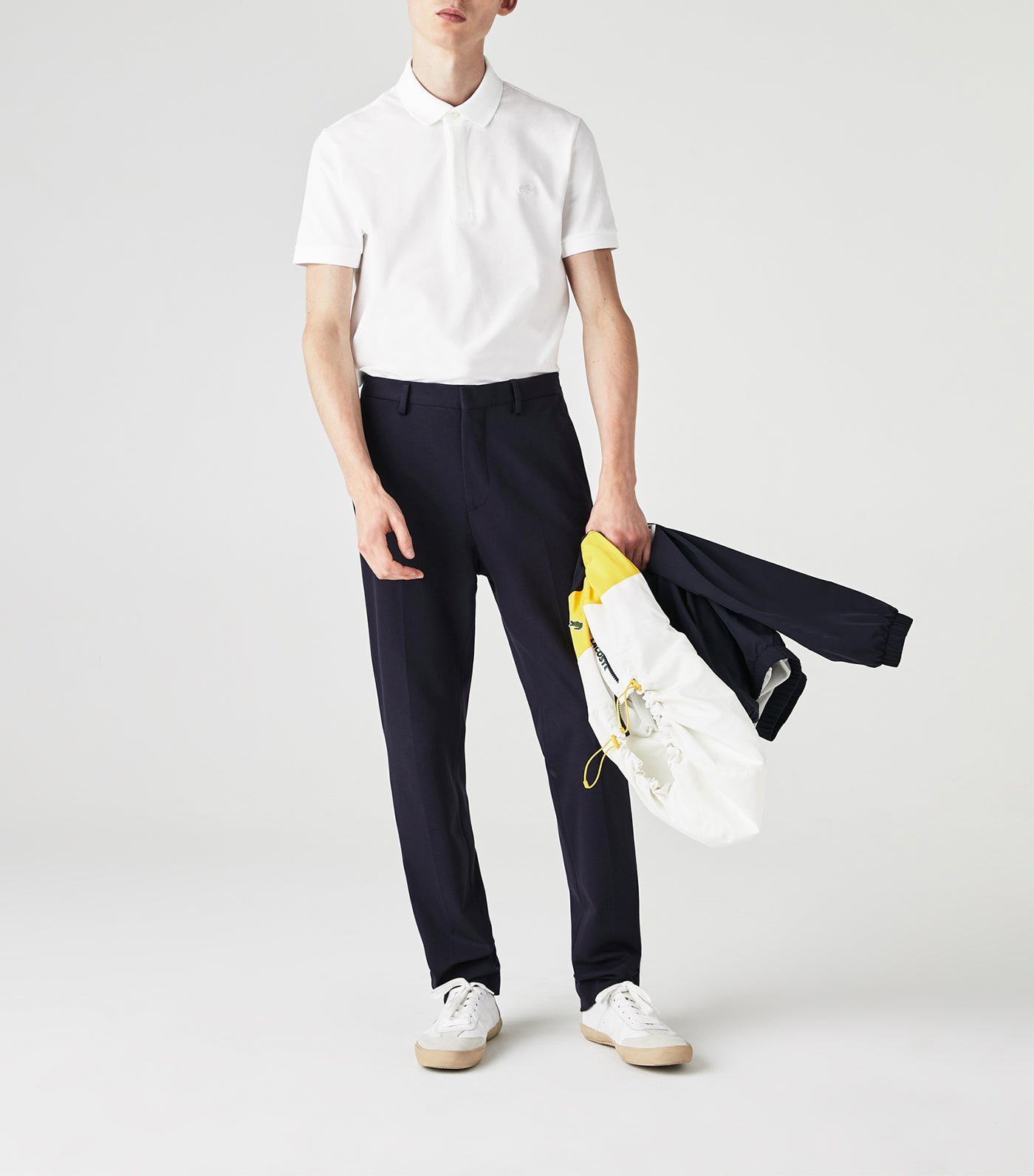 Men's Lacoste Paris Polo Shirt Regular Fit Stretch Cotton Piqué White