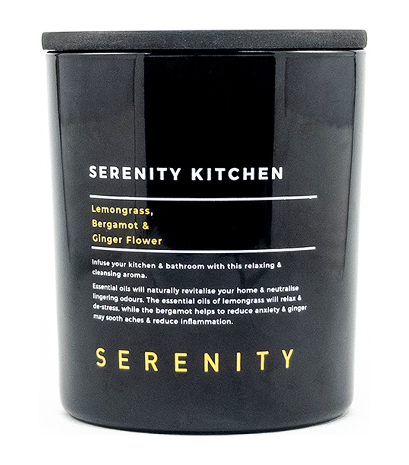 serenity lemongrass, bergamot, and ginger flower scented candle