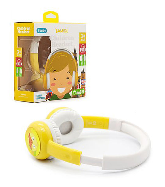 bamini yellow study wired headphones