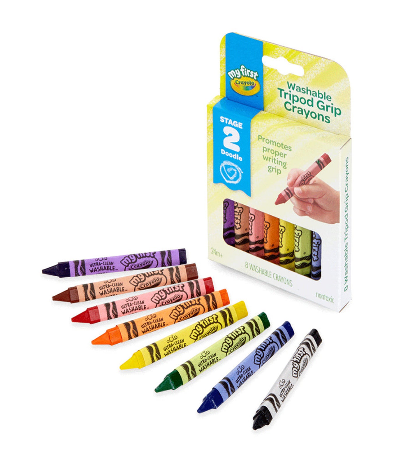 My First Washable Tripod-Grip Crayons - Eight-Count