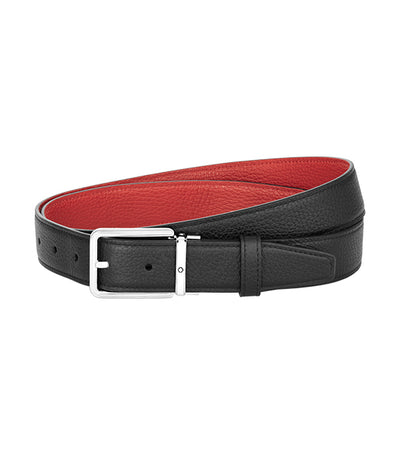 32mm Reversible Leather Belt Black/Red