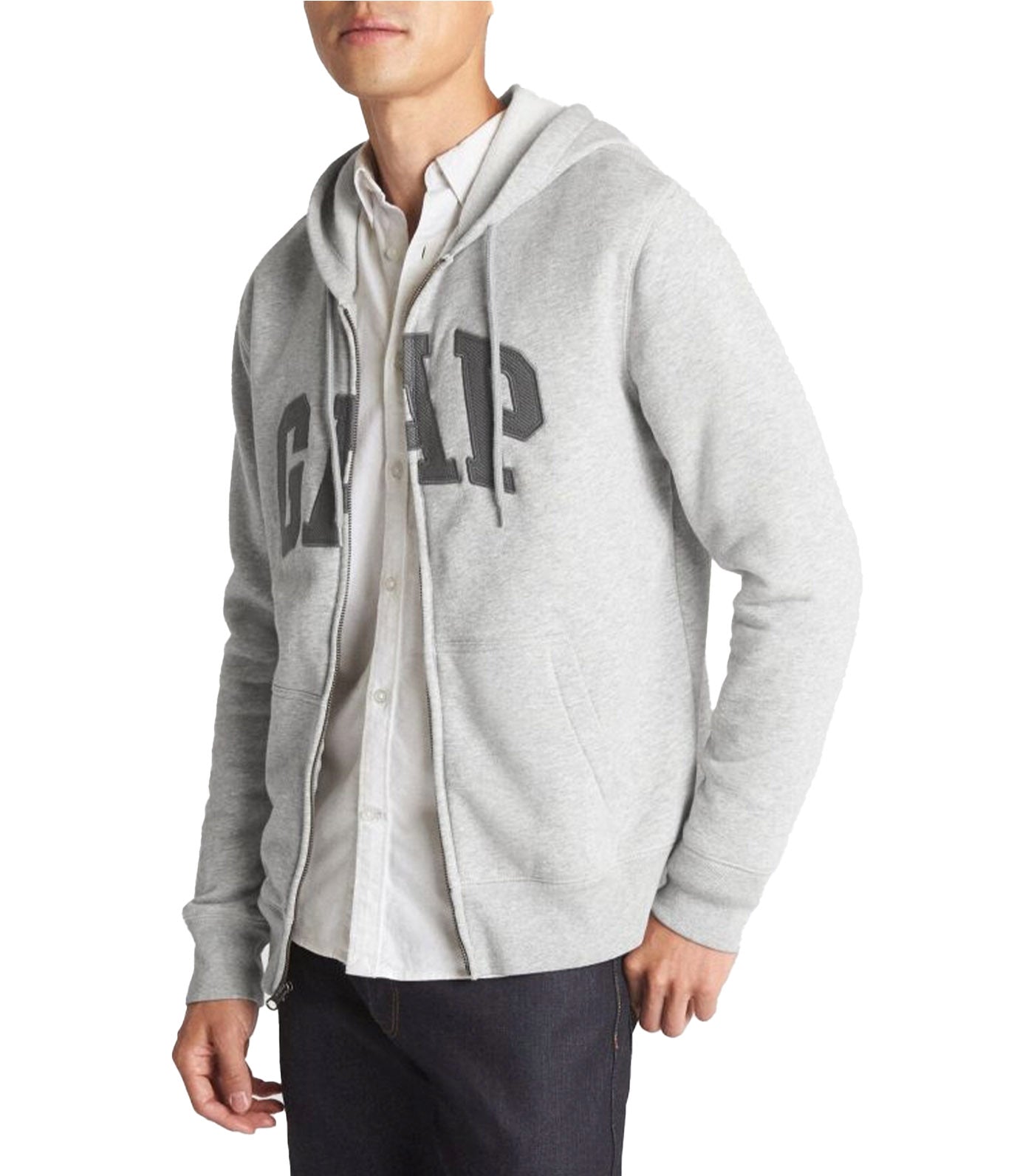 Logo Fleece Zip Hoodie Light Heather Gray