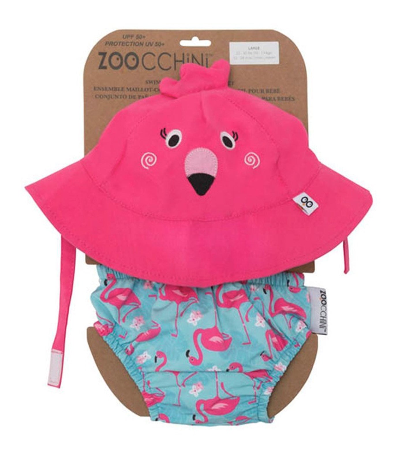 UPF50+ Baby Swim Diaper and Sun Hat Set - Franny the Flamingo