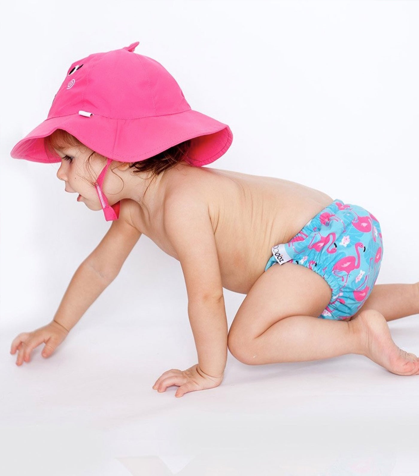 UPF50+ Baby Swim Diaper and Sun Hat Set - Franny the Flamingo