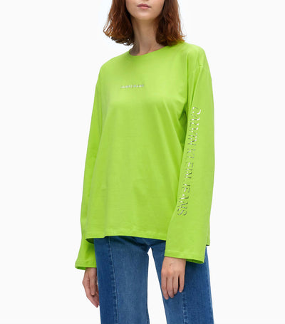 Long Sleeves Shadow Logo Acid Lime Women T-shirt