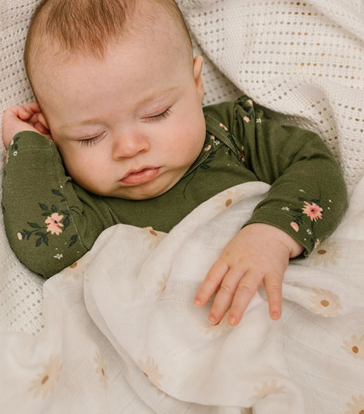 Muslin Swaddling Blankets Set of 2 - Daisies & Greenery