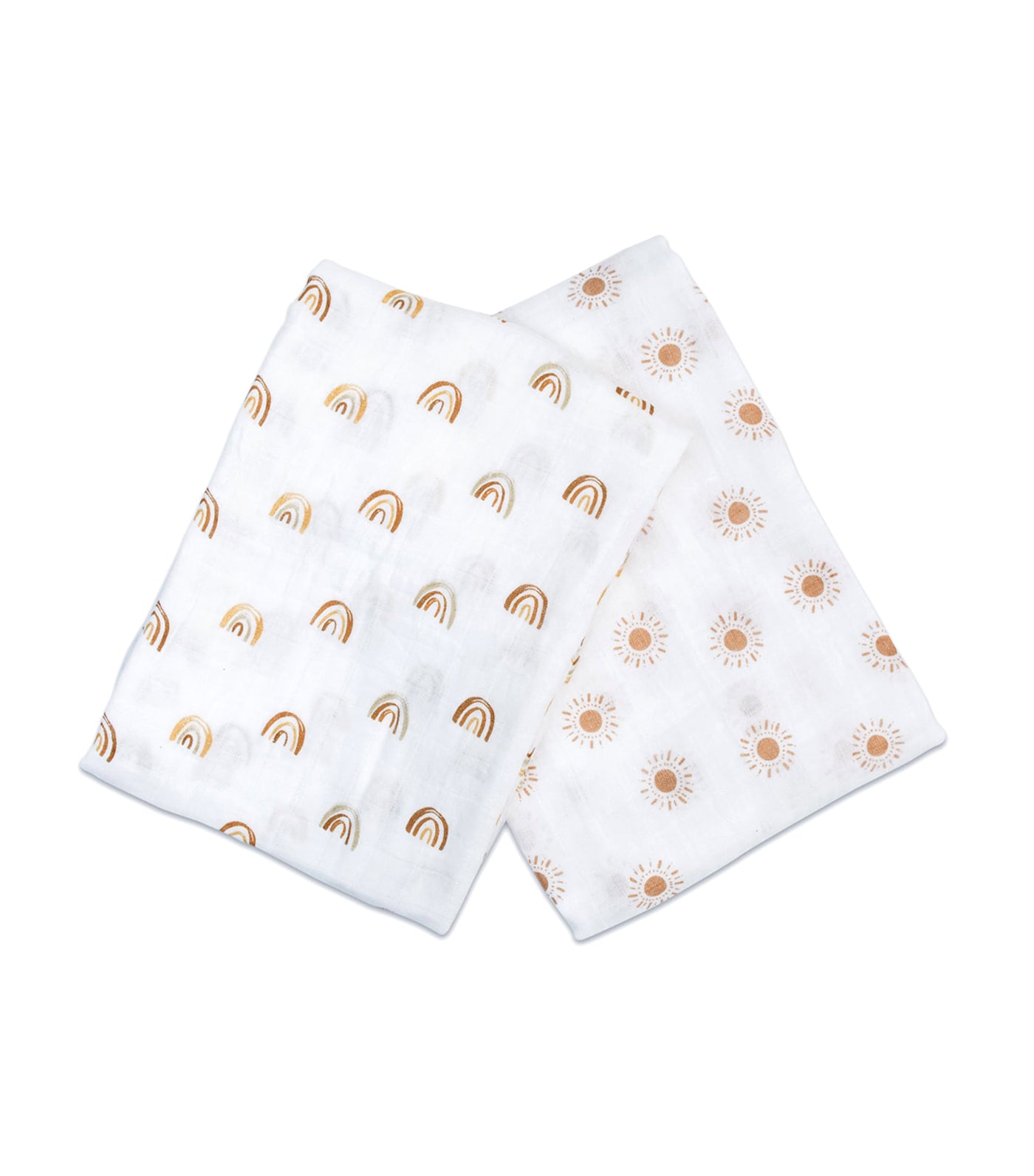 Muslin Swaddling Blankets Set of 2 - Rainbows & Suns