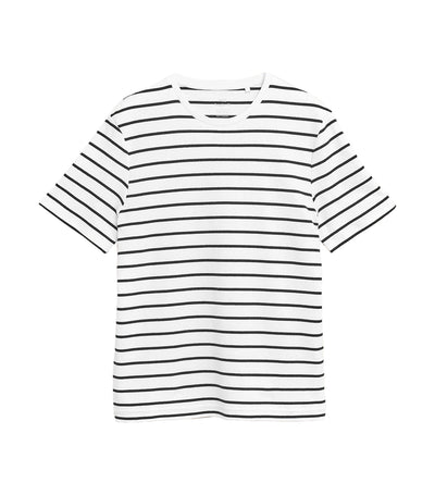 Marks & Spencer Pure Cotton Striped T-Shirt White Mix