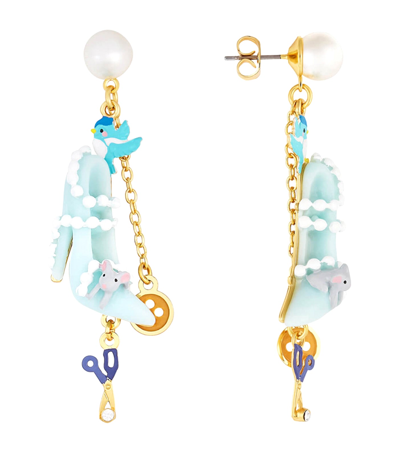Pearl, Slipper, Bird Earrings
