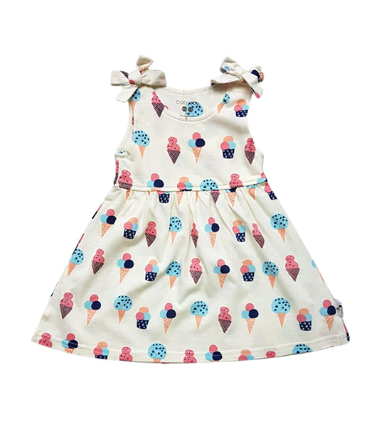 Baby Soy Ice Cream Bow Knot Shoulder Dress