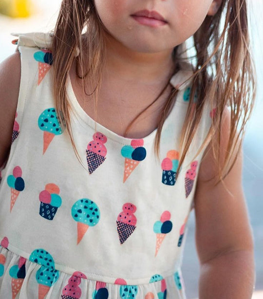 Baby Soy Ice Cream Bow Knot Shoulder Dress