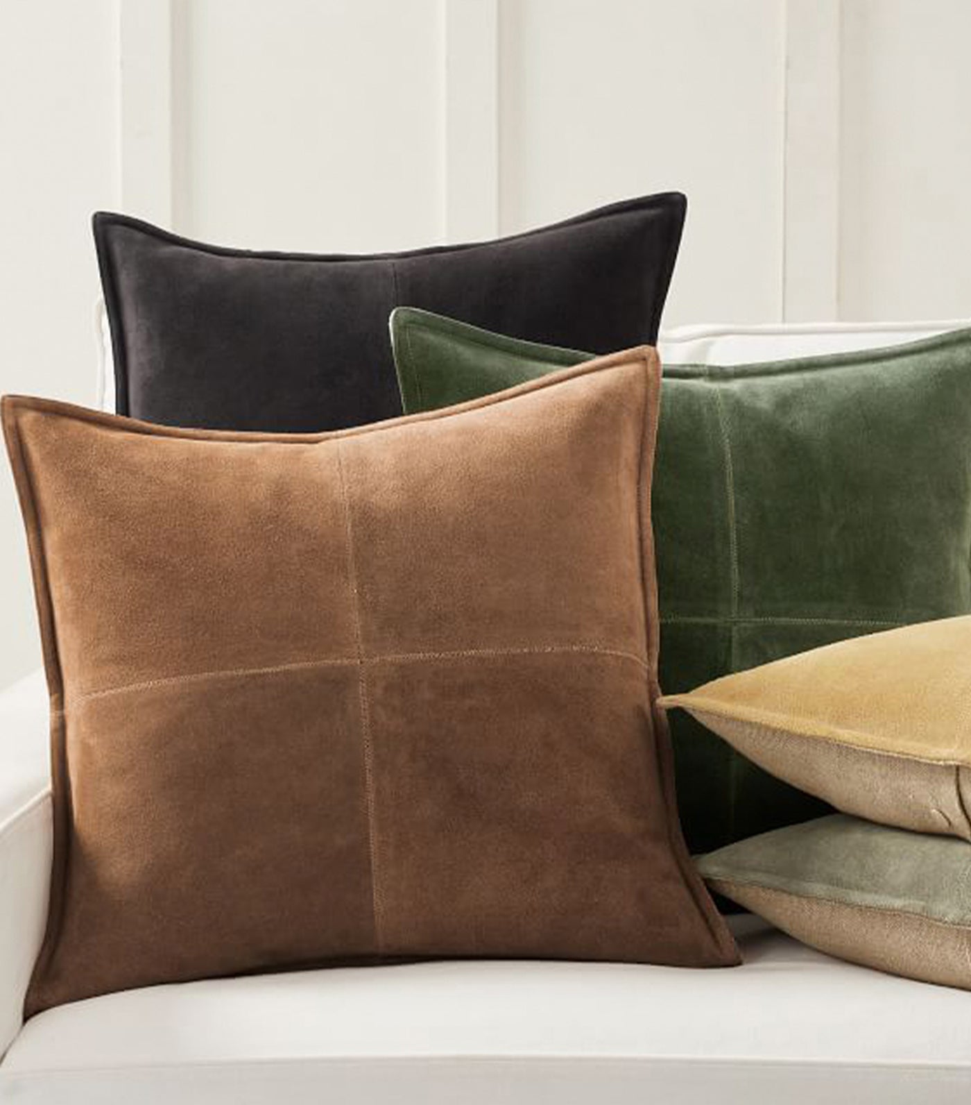 Pieced Suede Pillow Cover