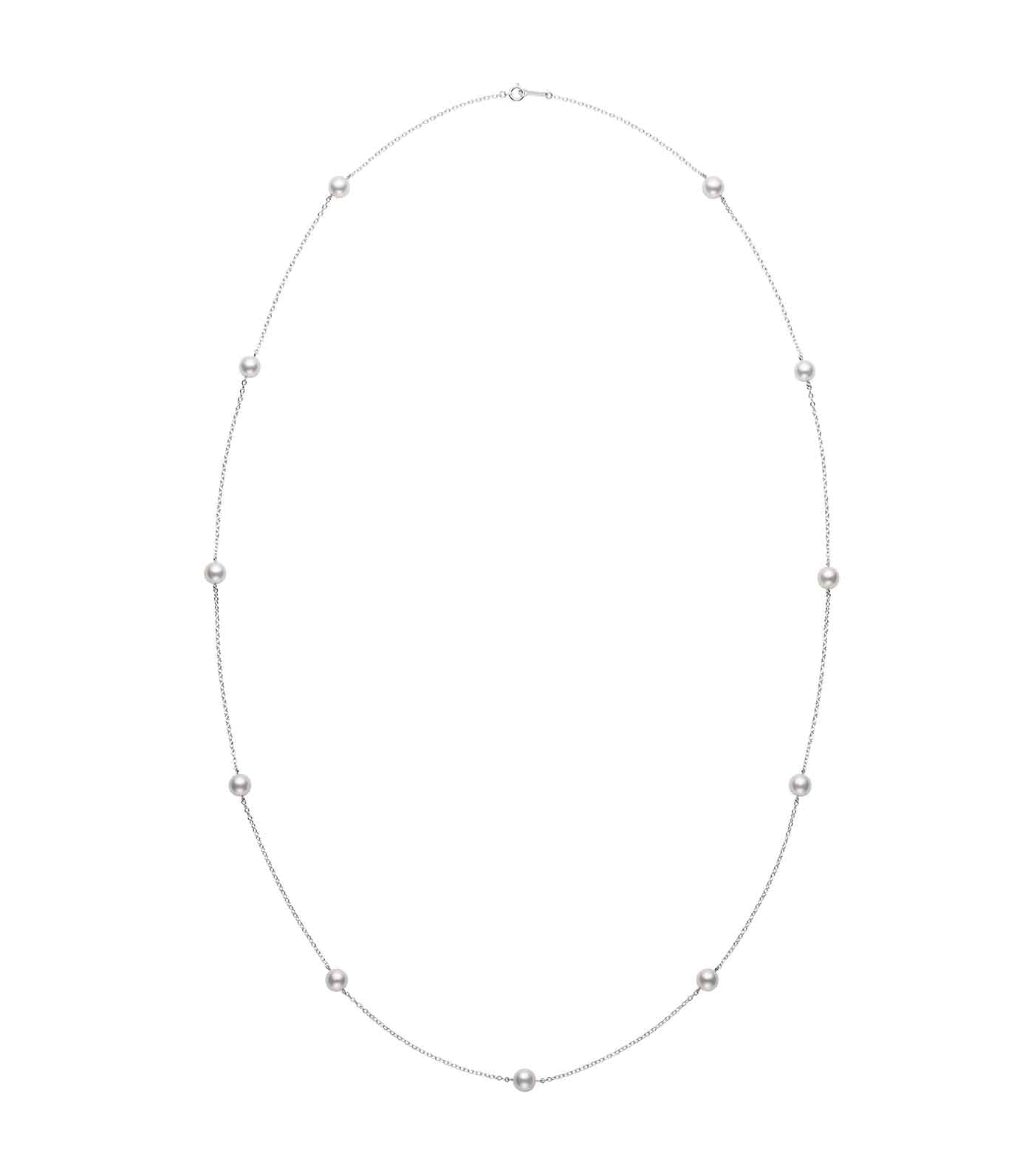 6.50mm-6.75mm Akoya Pearl Chain Necklace 80cm 18K White Gold