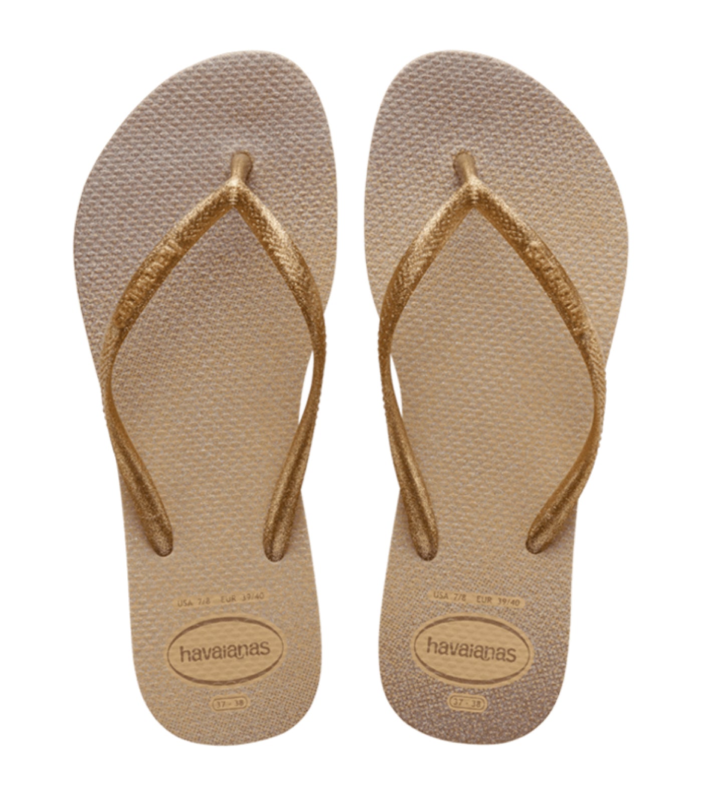 Kids Slim Gloss Flip Flops - Golden