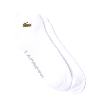 Men's Lacoste SPORT Branded Stretch Cotton White/Silver Chine Low-Cut Socks