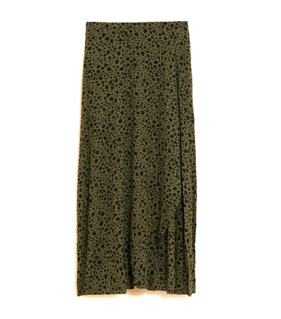 Printed Midi Wrap Skirt Green Mix