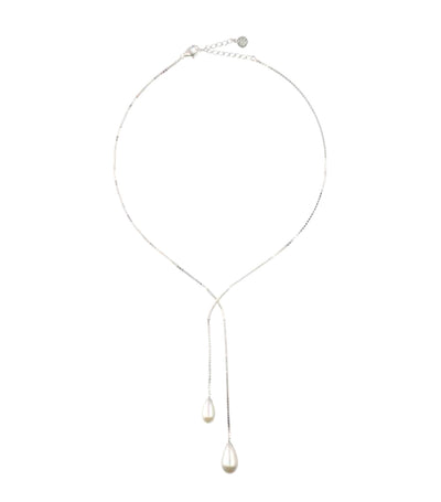 Elixa Short Rhodium-Plated Necklace White